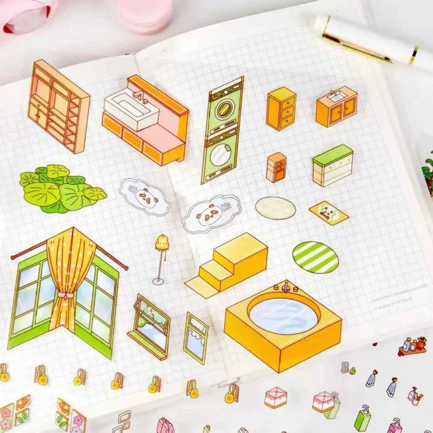 Plus Cozy Home – 3D Miniature Sticker Scenes - 4 Theme Sets: Dream Home | Capybara Home | Sweetheart Cottage | Panda House