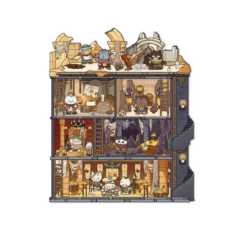 Magic Apprentice – 3D Miniature Sticker Scenes - 4 Theme Sets: Detective Agency | Mystery Hotel | Archaeological Adventure | Cat Research Institute