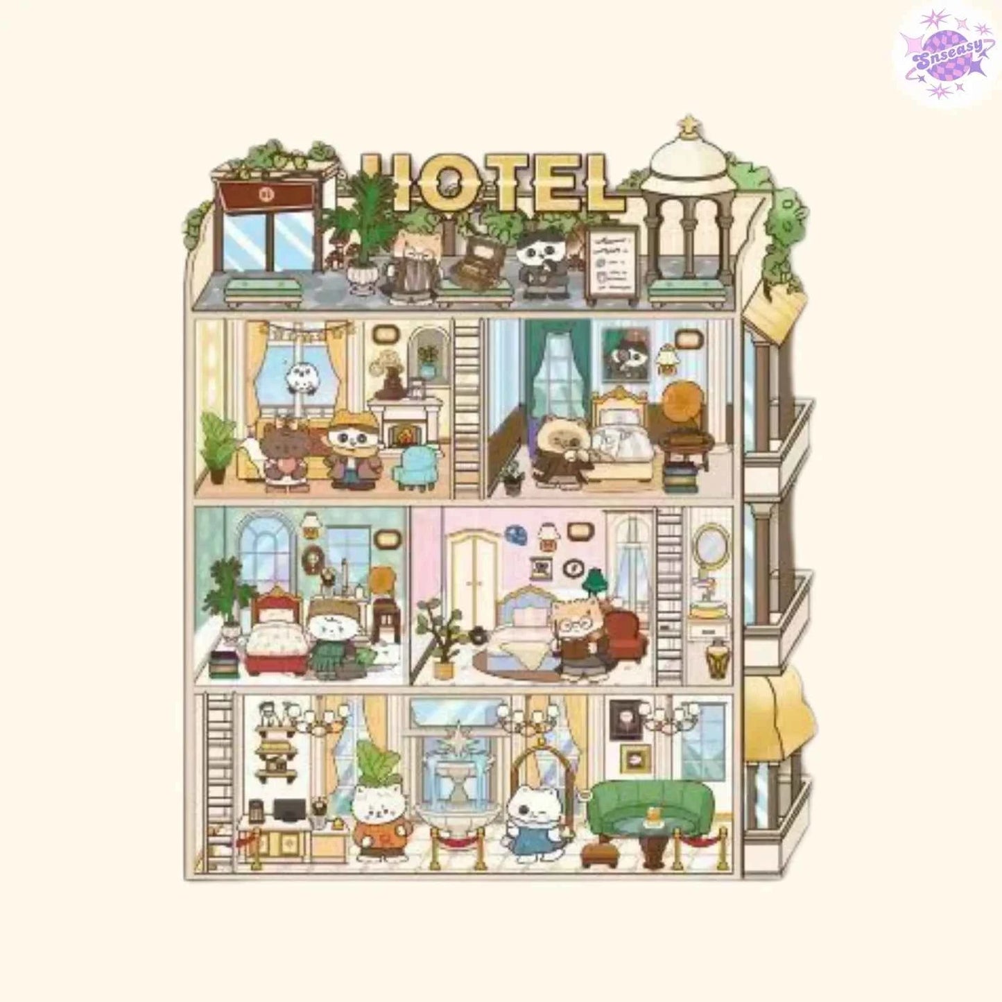 Magic Apprentice – 3D Miniature Sticker Scenes - 4 Theme Sets: Detective Agency | Mystery Hotel | Archaeological Adventure | Cat Research Institute