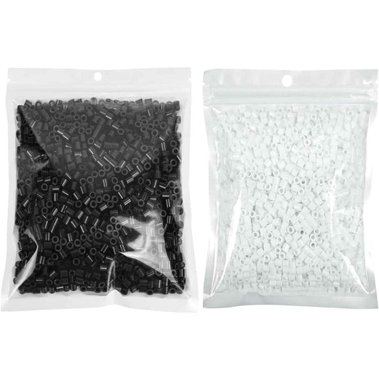 Black & White Color 2.6mm Mini Fuse Beads Pack - 1000 Beads Per Bag