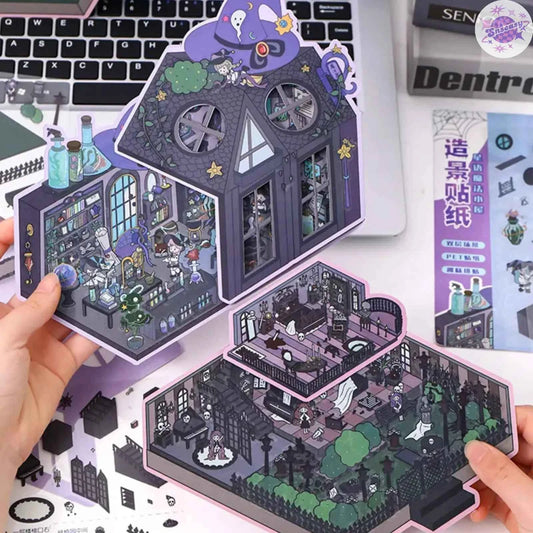 Plus Fairy Tale Castle – 3D Miniature Sticker Scenes - 2 Theme Sets: Fairy Tale Castle | Magic Cottage