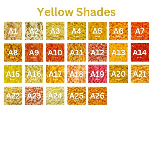 Yellow Shades – 2.6mm Mini Fuse Beads | 1000 Beads Per Color, 26 Yellow Tones (A1–A26)