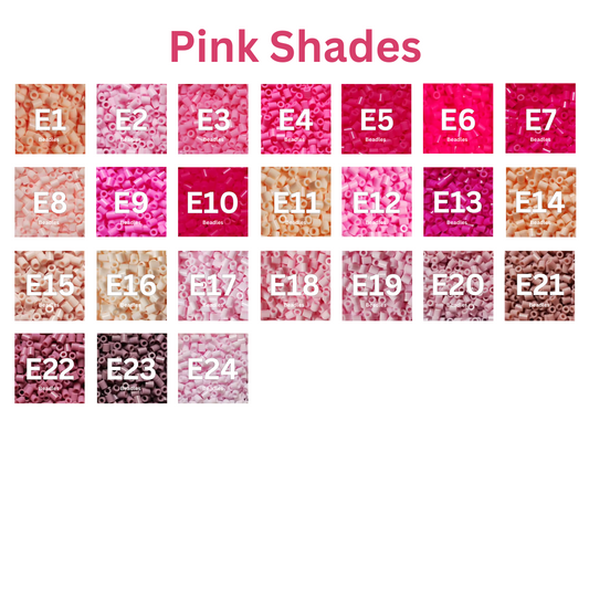 Pink Shades – 2.6mm Mini Fuse Beads | 1000 Beads Per Color, 24 Pink Tones (E1–E24)