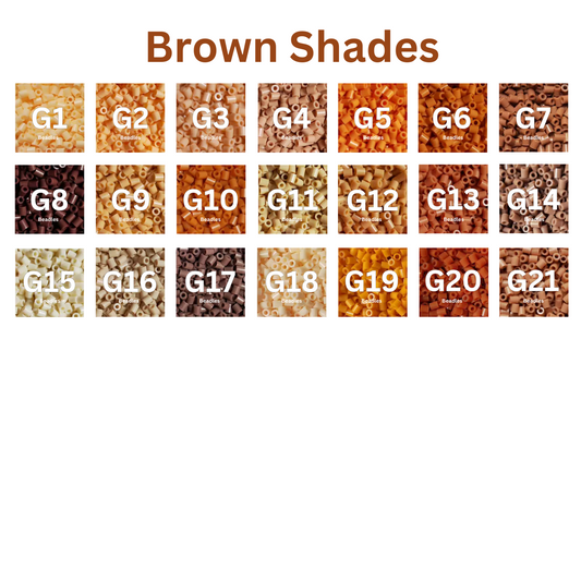 Brown Shades – 2.6mm Mini Fuse Beads | 1000 Beads Per Color, 21 Brown Tones (G1–G21)