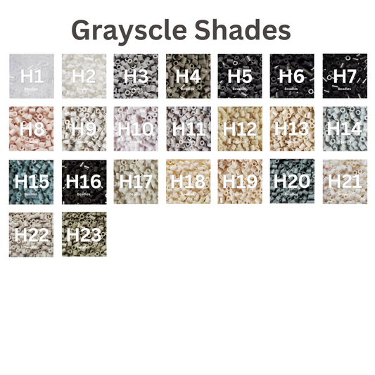 Grayscale Shades – 2.6mm Mini Fuse Beads | 1000 Beads Per Color, 23 Gray Tones (H1–H23)