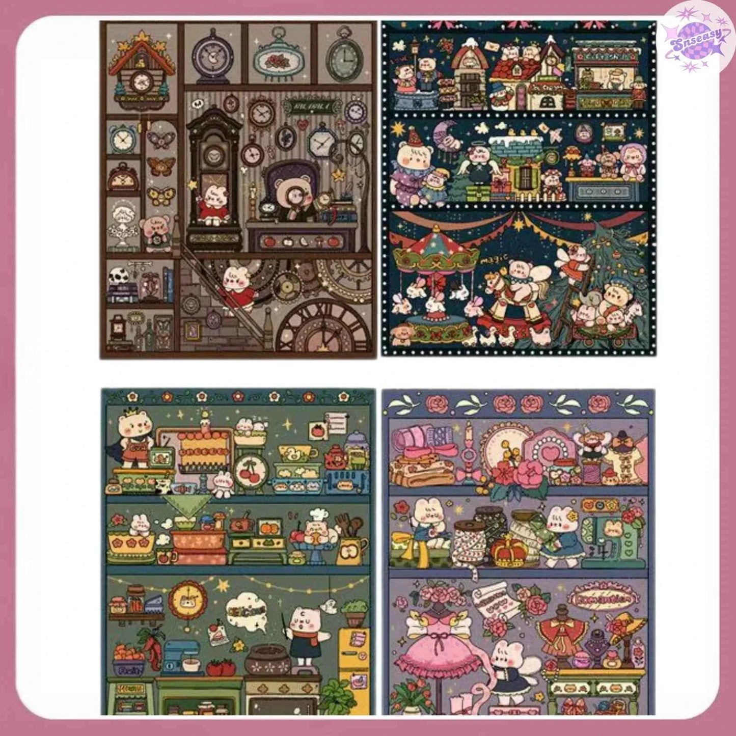 Cute Bunny Mini 1.0 β 3D Miniature Sticker Scenes - 4 Theme Sets