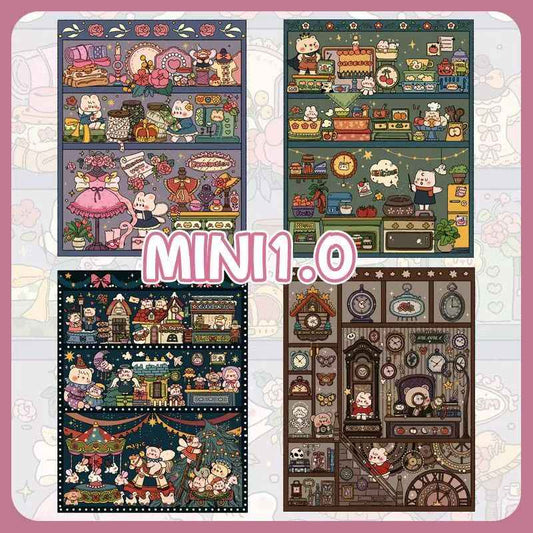 Cute Bunny Mini 1.0 – 3D Miniature Sticker Scenes - 4 Theme Sets