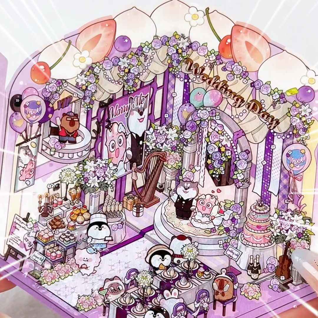 Magical Realm 6.0 – Flip-Lid Design 3D Sticker Scenes – 4 Theme Sets: Jewelry Box | Retro Radio | Work Day | Sweet Cake