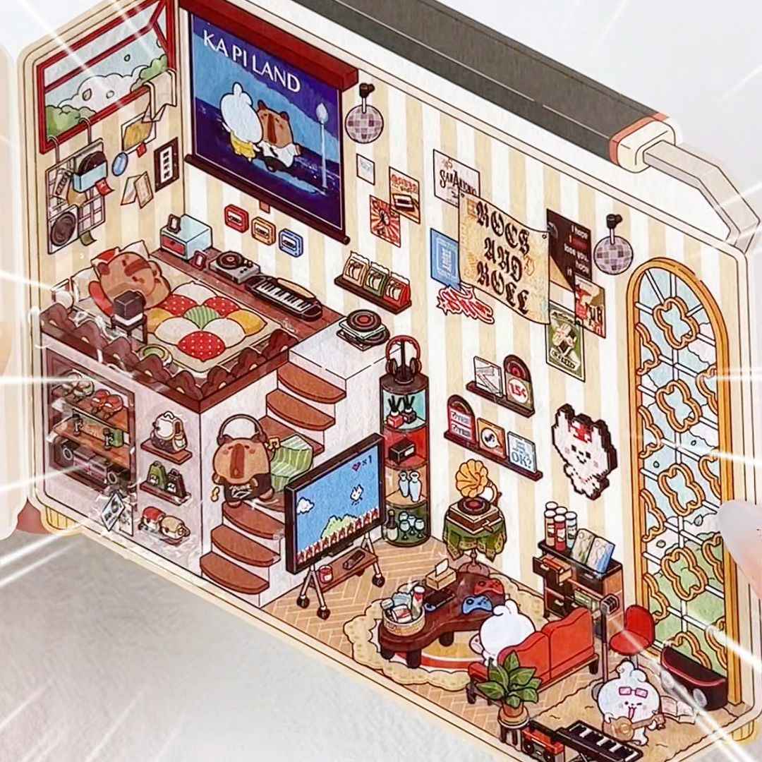 Magical Realm 6.0 – Flip-Lid Design 3D Sticker Scenes – 4 Theme Sets: Jewelry Box | Retro Radio | Work Day | Sweet Cake