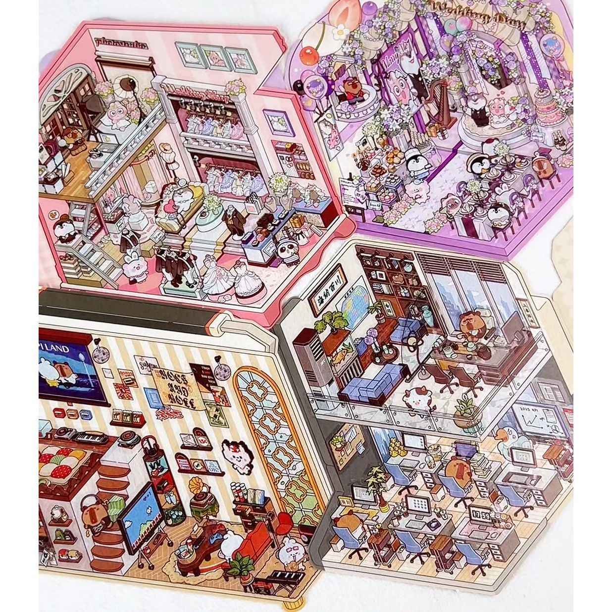 Magical Realm 6.0 – Flip-Lid Design 3D Sticker Scenes – 4 Theme Sets: Jewelry Box | Retro Radio | Work Day | Sweet Cake