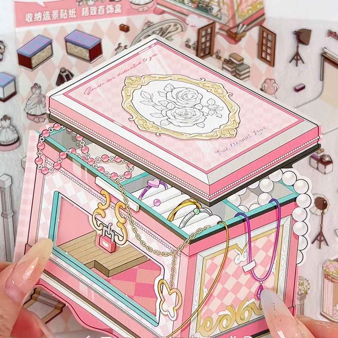 Magical Realm 6.0 – Flip-Lid Design 3D Sticker Scenes – 4 Theme Sets: Jewelry Box | Retro Radio | Work Day | Sweet Cake