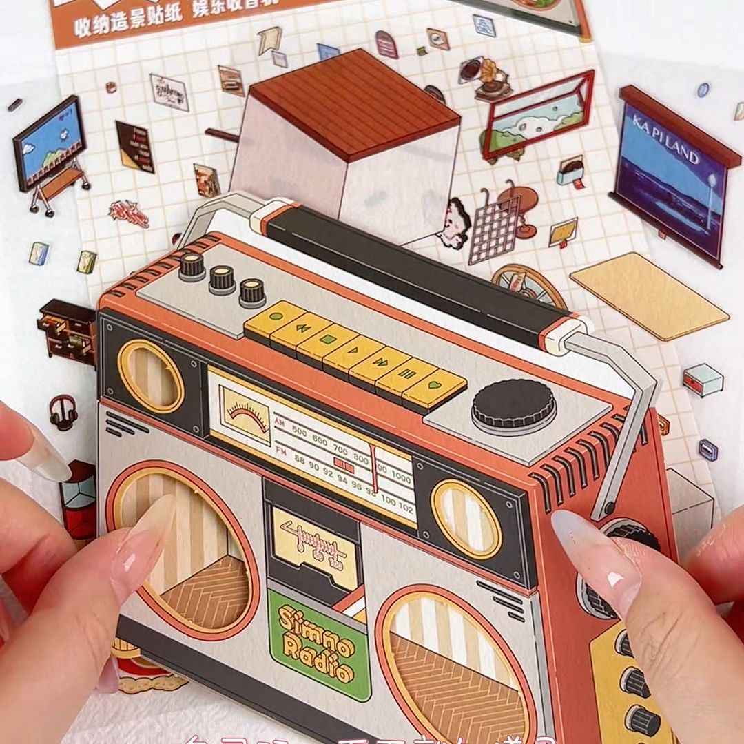 Magical Realm 6.0 – Flip-Lid Design 3D Sticker Scenes – 4 Theme Sets: Jewelry Box | Retro Radio | Work Day | Sweet Cake