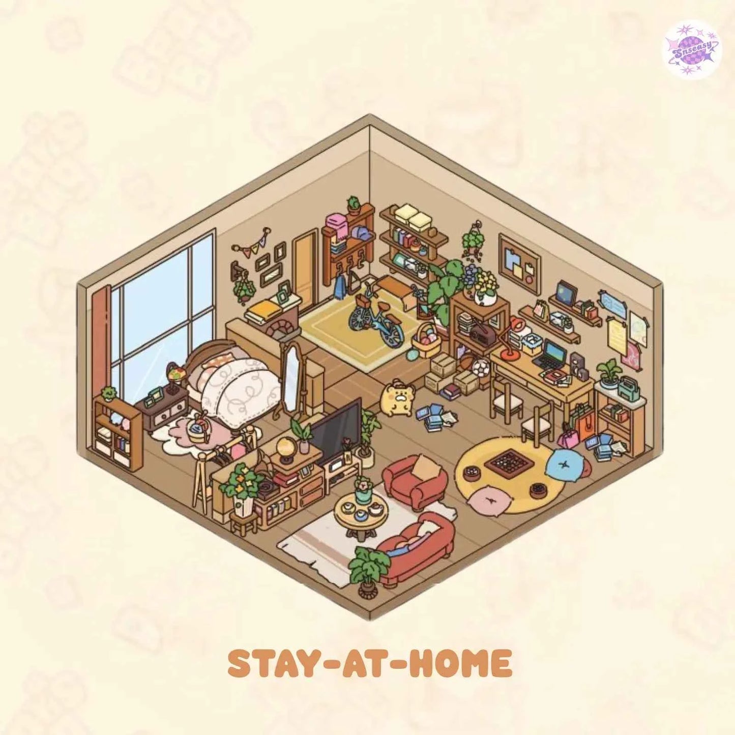 A Day with Cute Bear β 3D Scene Sticker with Bonus Magnetic Sheet β 4 Theme Sets: Stay-at-Home | Work | Camping | Desserts