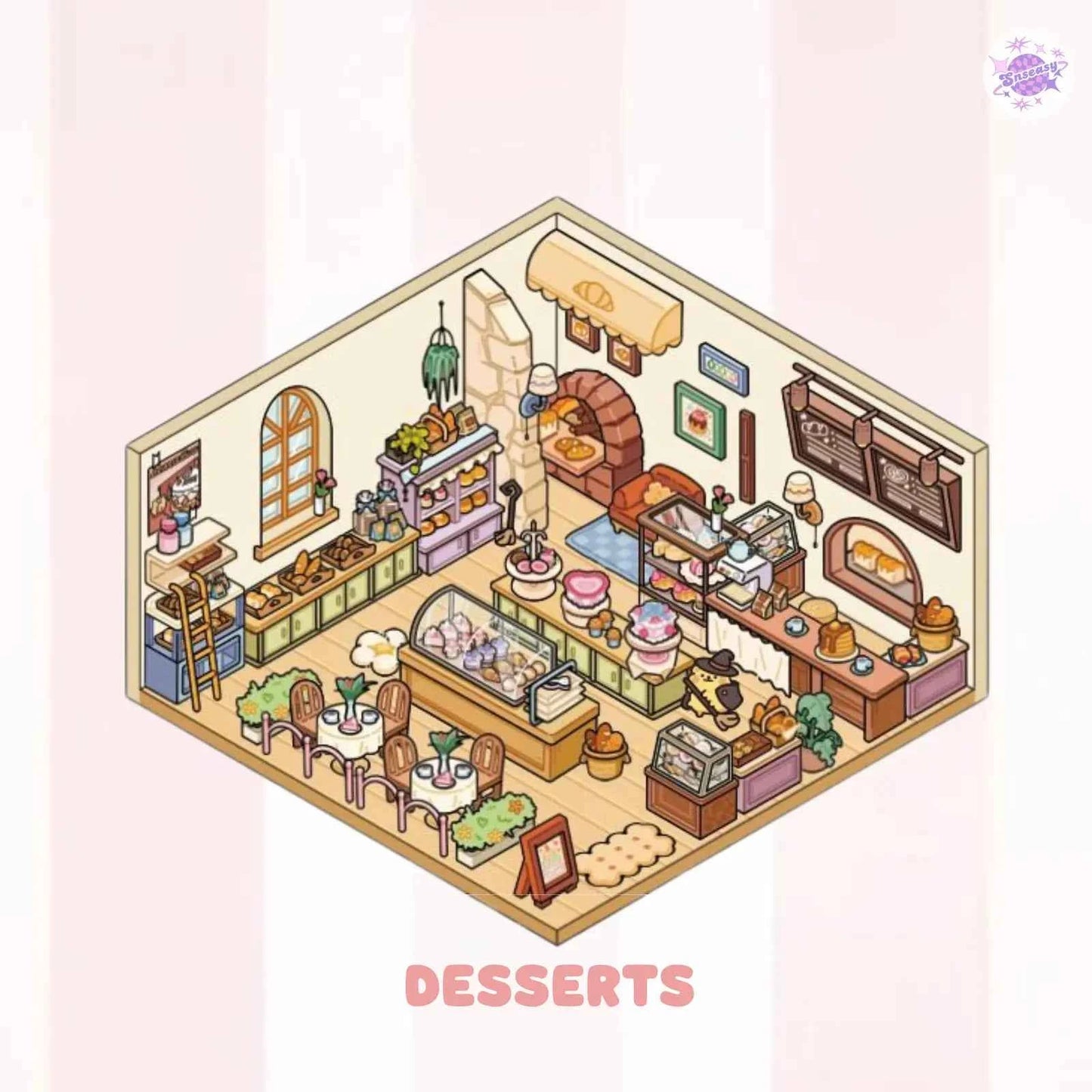 A Day with Cute Bear β 3D Scene Sticker with Bonus Magnetic Sheet β 4 Theme Sets: Stay-at-Home | Work | Camping | Desserts