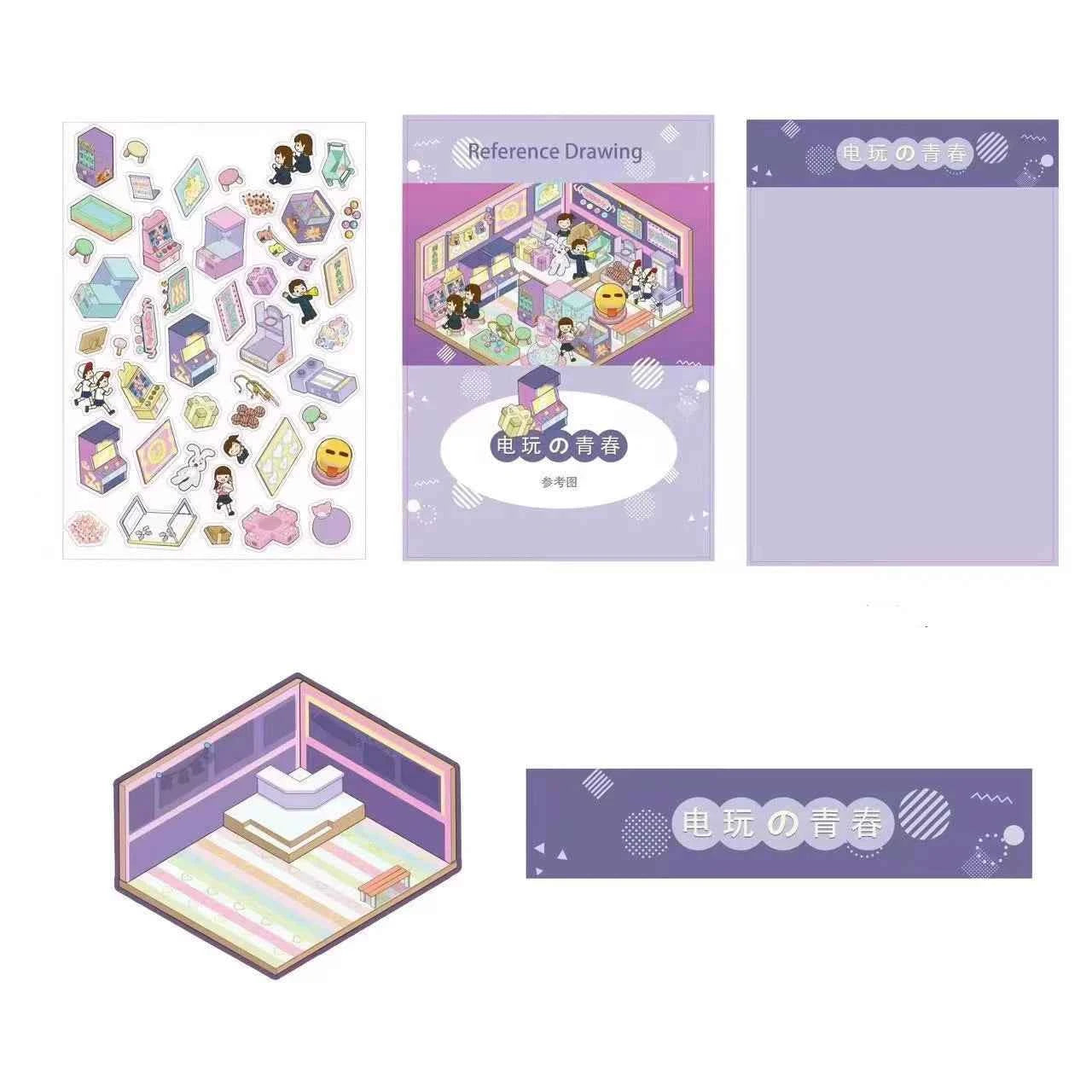 Childhood Dreams 3D Isometric Room Stickers - 4 Theme Sets: Pool Party | Arcade | Pink Loft | Dessert Street - SNSEASY