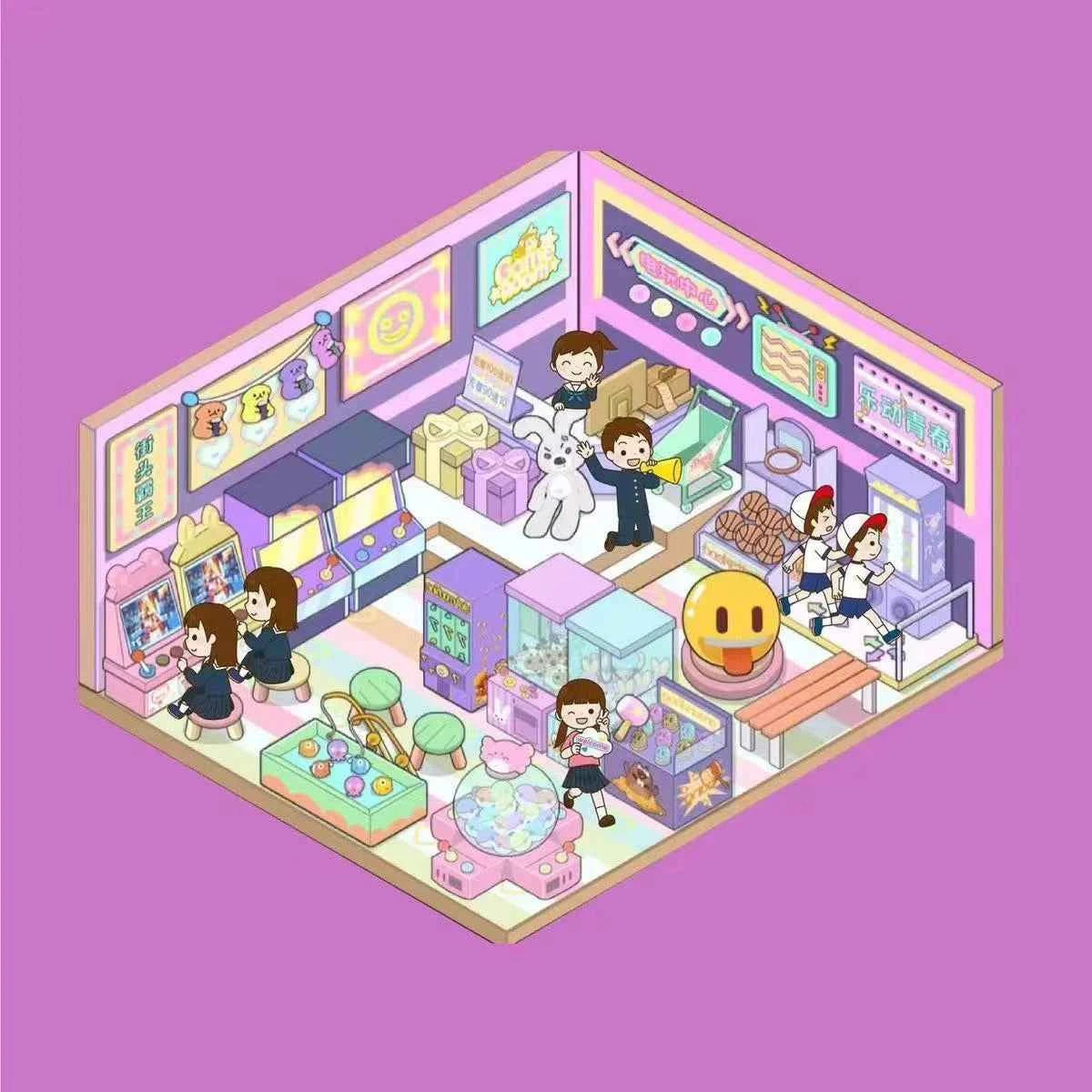 Childhood Dreams 3D Isometric Room Stickers - 4 Theme Sets: Pool Party | Arcade | Pink Loft | Dessert Street - SNSEASY