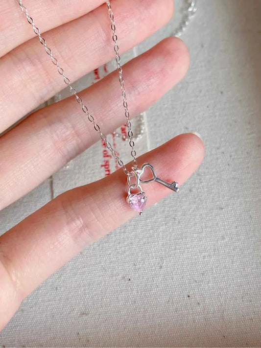 "Sweetheart Key" 925 Sterling Silver Necklace - Perfect Birthday Gift for Her