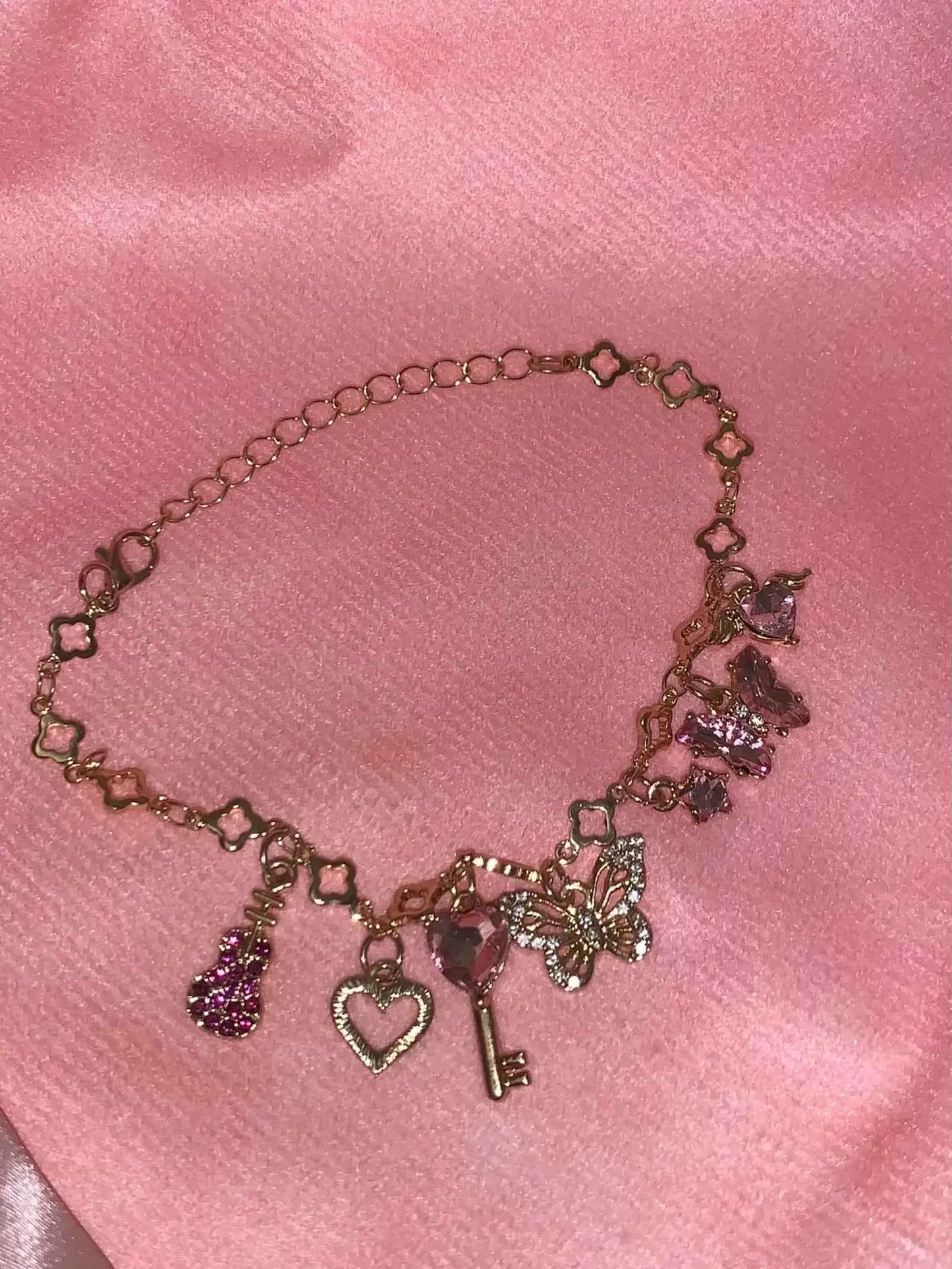 "Barbie Fantasy Diary" Pink Zircon Copper Alloy Bracelet - Sweet, Delicate, and Full of Romance