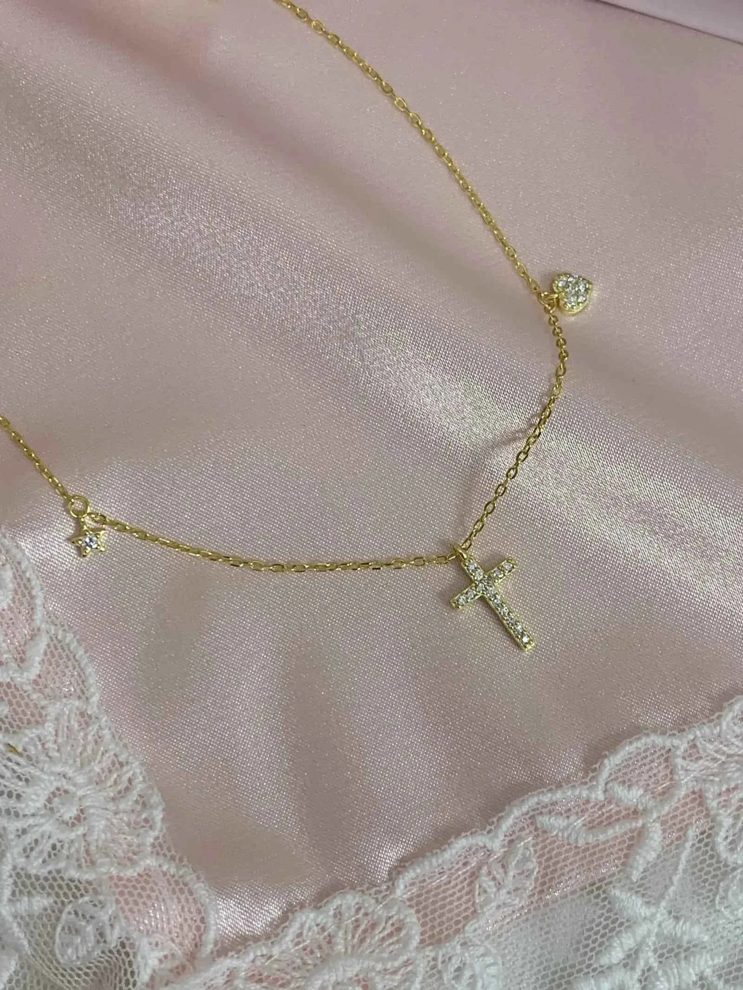 "Sparkling Faith" 925 Sterling Silver Mini Cross Heart Necklace - Elegant, Delicate, and Timeless