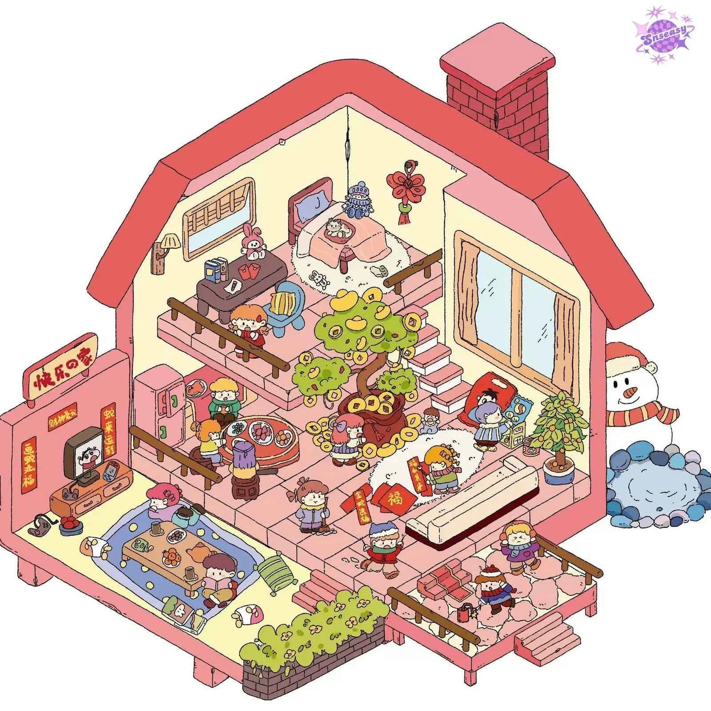 Sweet House 8.0 – 3D Miniature Sticker Scenes - 4 Theme Sets: Arcade Party | Joyful Gathering | Welcome Home | Housewarming