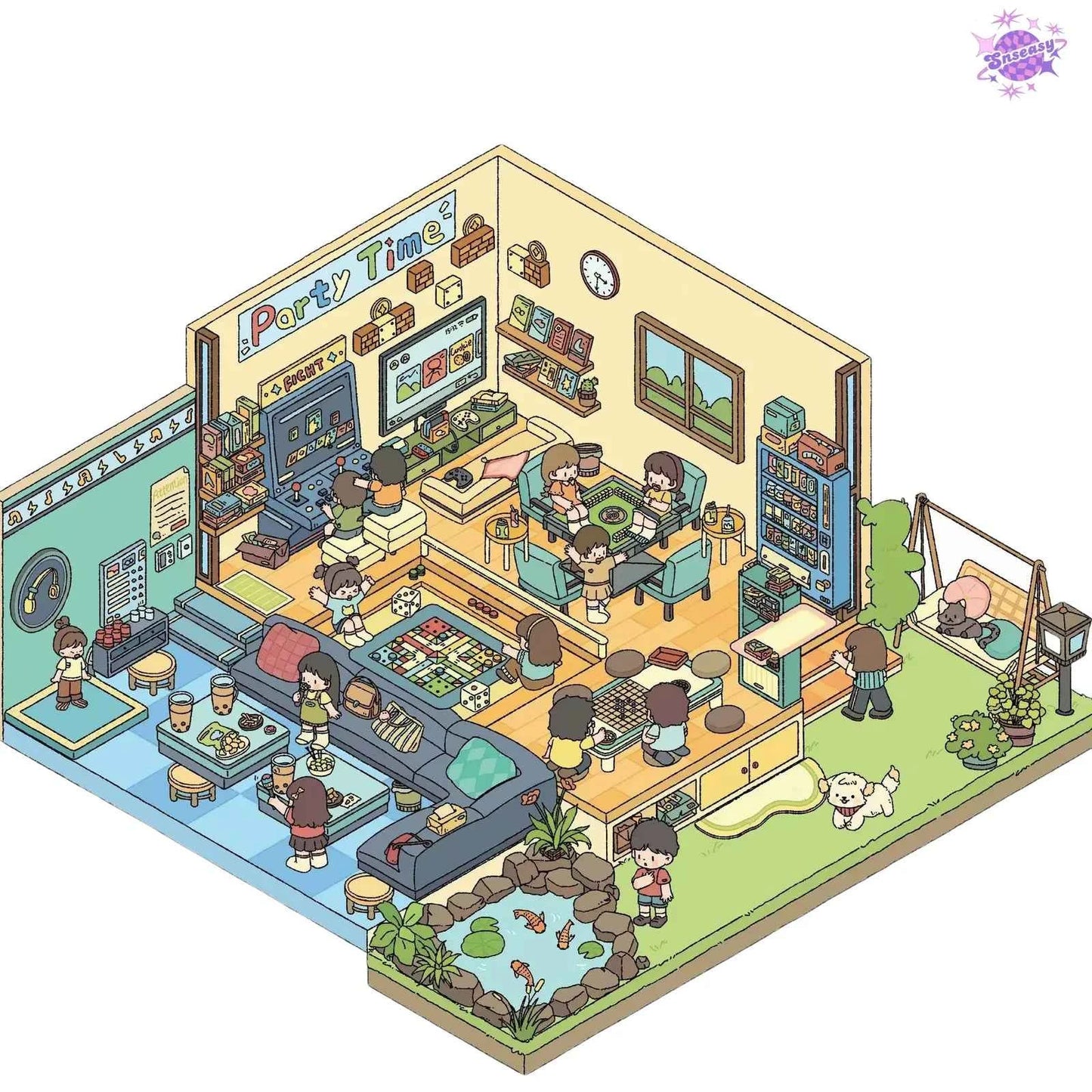 Sweet House 8.0 – 3D Miniature Sticker Scenes - 4 Theme Sets: Arcade Party | Joyful Gathering | Welcome Home | Housewarming