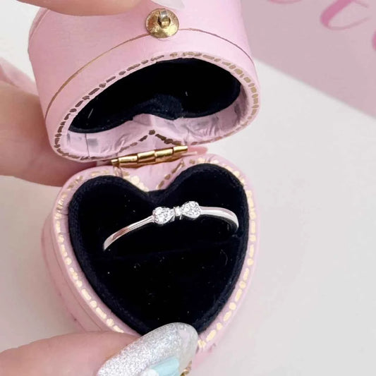 "Chic Bow" 925 Sterling Silver Diamond Accent Ring - Minimalist and Unique