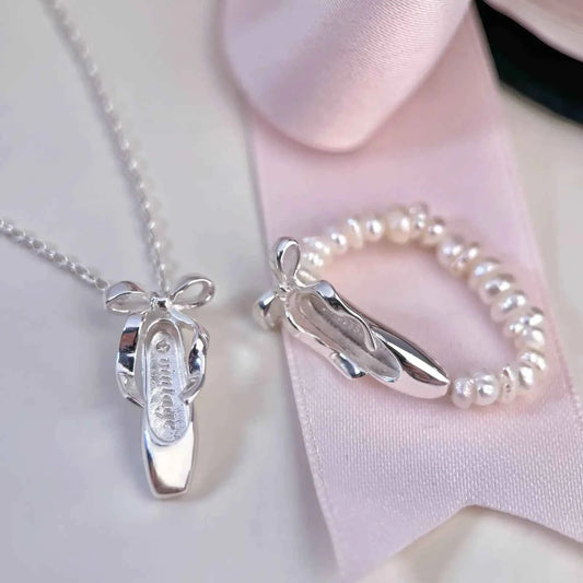 "Ballet Shoes" 925 Sterling Silver Necklace - Elegant and Graceful