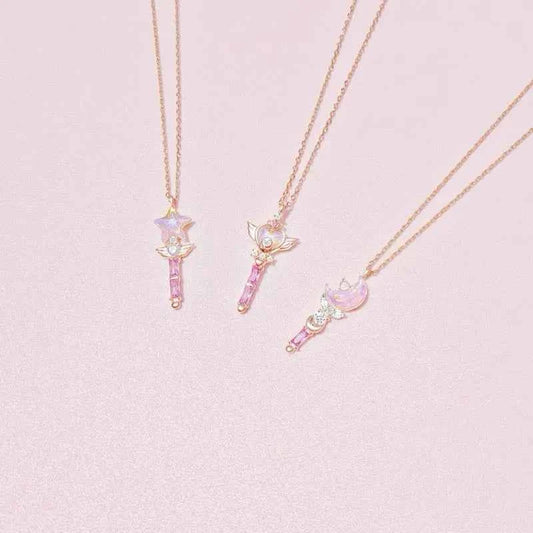 "Fairy Wand" 925 Sterling Silver Necklace with Colorful Crystals - Perfect for Birthdays and Graduations