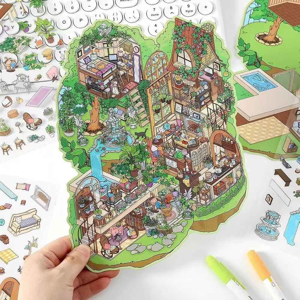 Plus My Cottage 5.0 – 3D Miniature Sticker Scenes - 2 Theme Sets: Forest Cottage | Underwater Town