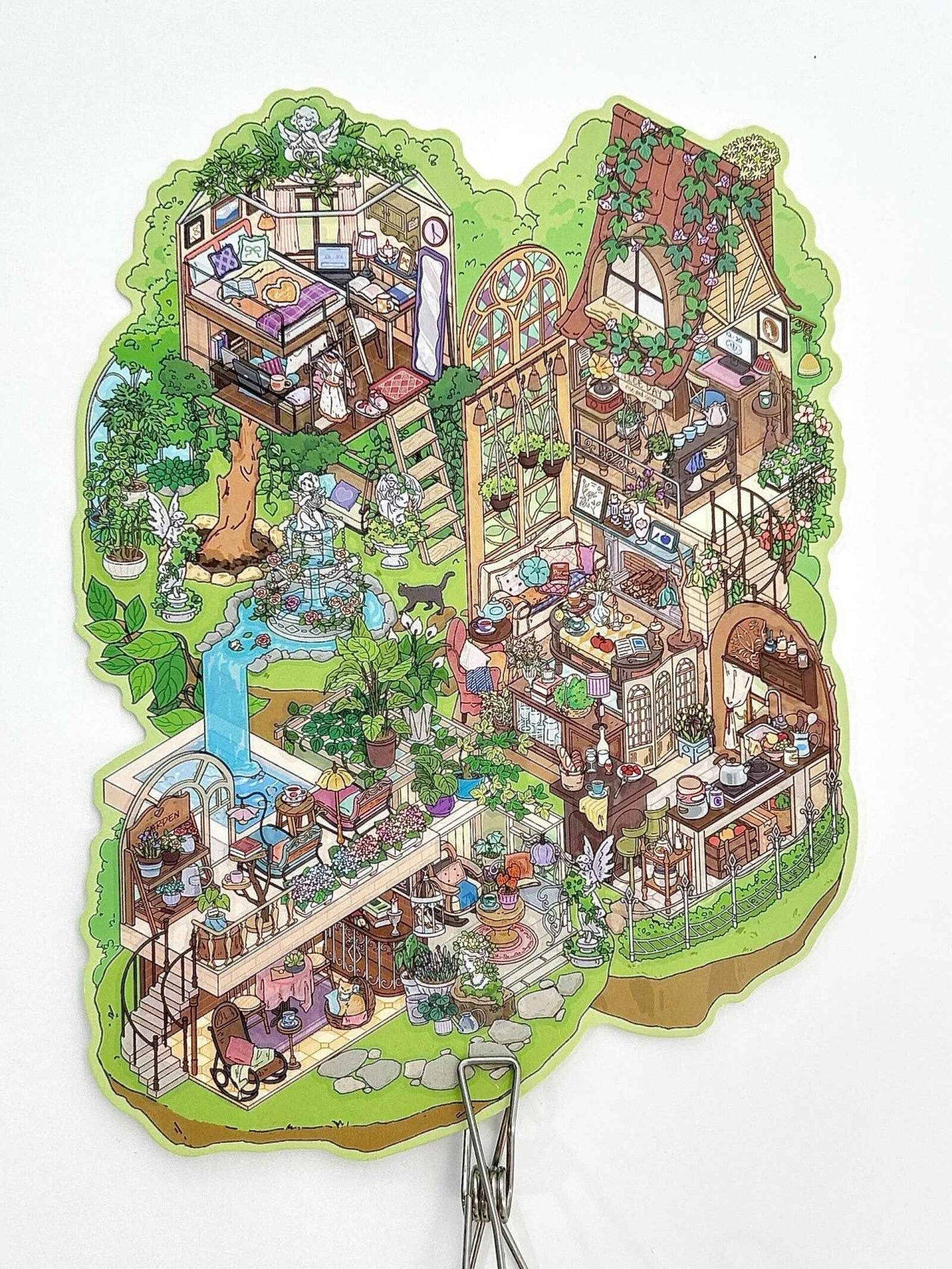 Plus My Cottage 5.0 – 3D Miniature Sticker Scenes - 2 Theme Sets: Forest Cottage | Underwater Town