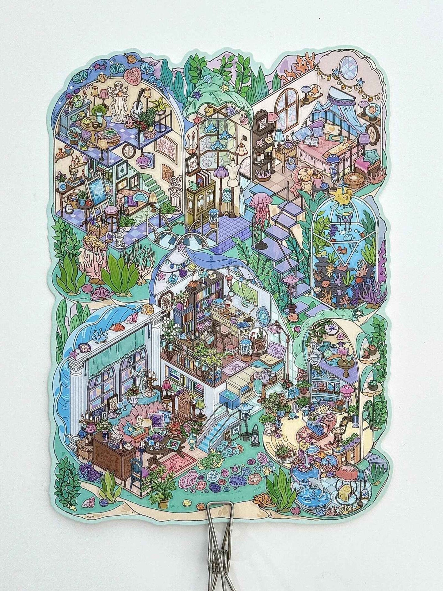 Plus My Cottage 5.0 – 3D Miniature Sticker Scenes - 2 Theme Sets: Forest Cottage | Underwater Town