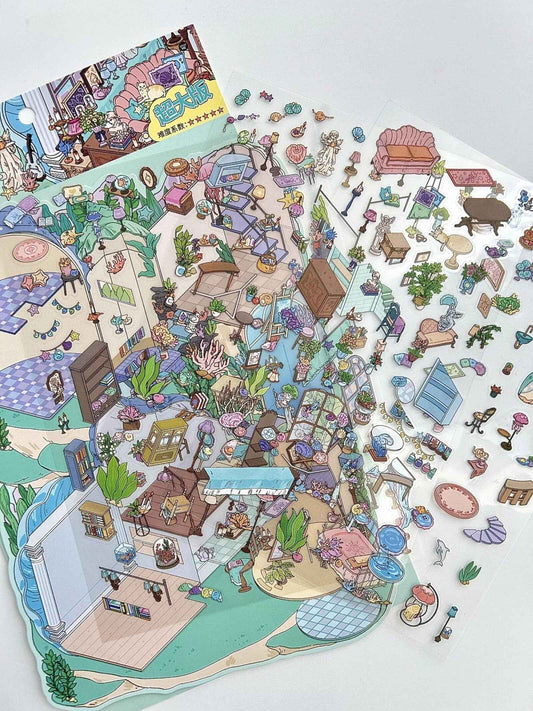 Plus My Cottage 5.0 – 3D Miniature Sticker Scenes - 2 Theme Sets: Forest Cottage | Underwater Town