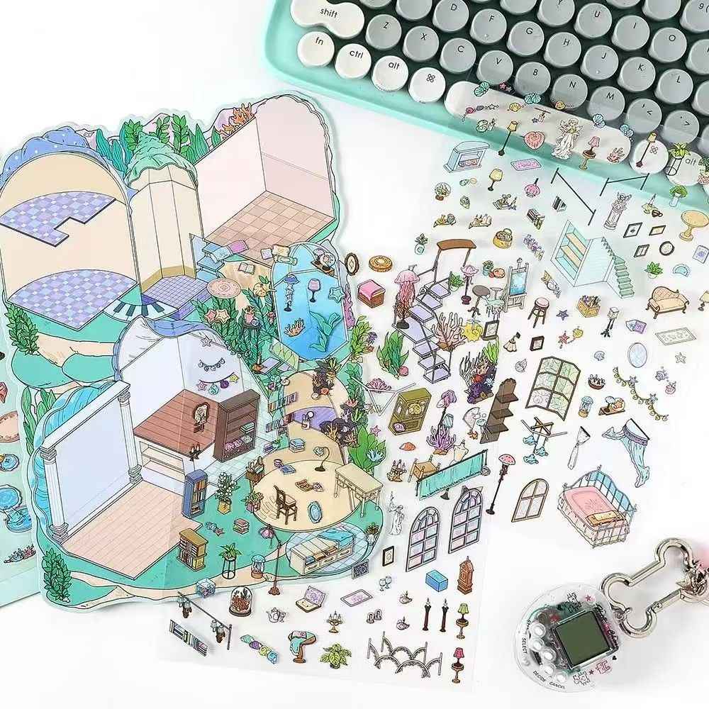 Plus My Cottage 5.0 – 3D Miniature Sticker Scenes - 2 Theme Sets: Forest Cottage | Underwater Town