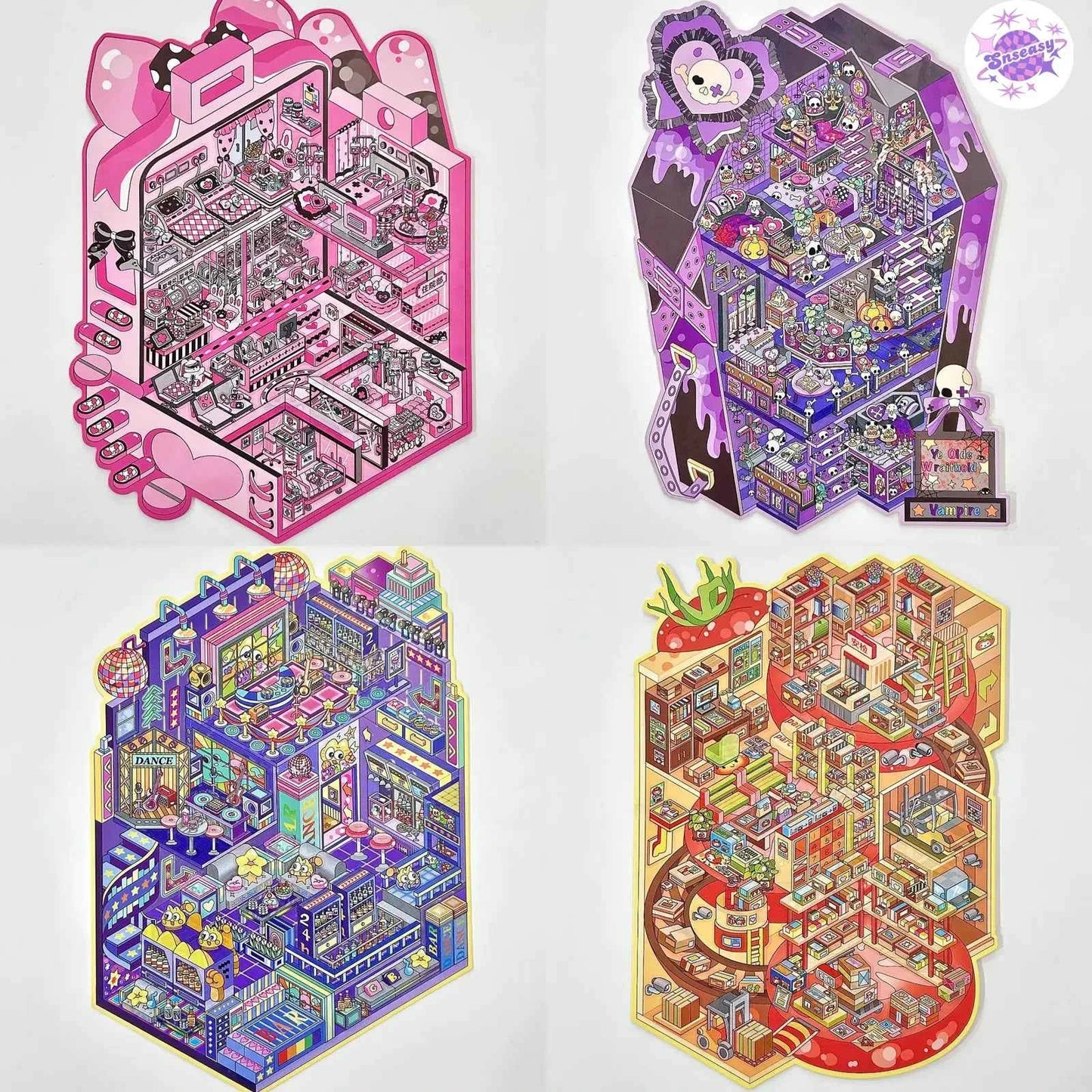 Plus Business of the Day 14.0 – 3D Miniature Sticker Scenes - 4 Theme Sets: Sweet Clinic | Ghost Hotel | Dance Hall | Tomato Express