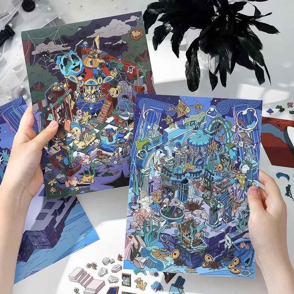 Plus Business of the Day 13.0 – 3D Miniature Sticker Scenes - 2 Theme Sets: Deep Sea Ruins | Abandoned Amusement Park