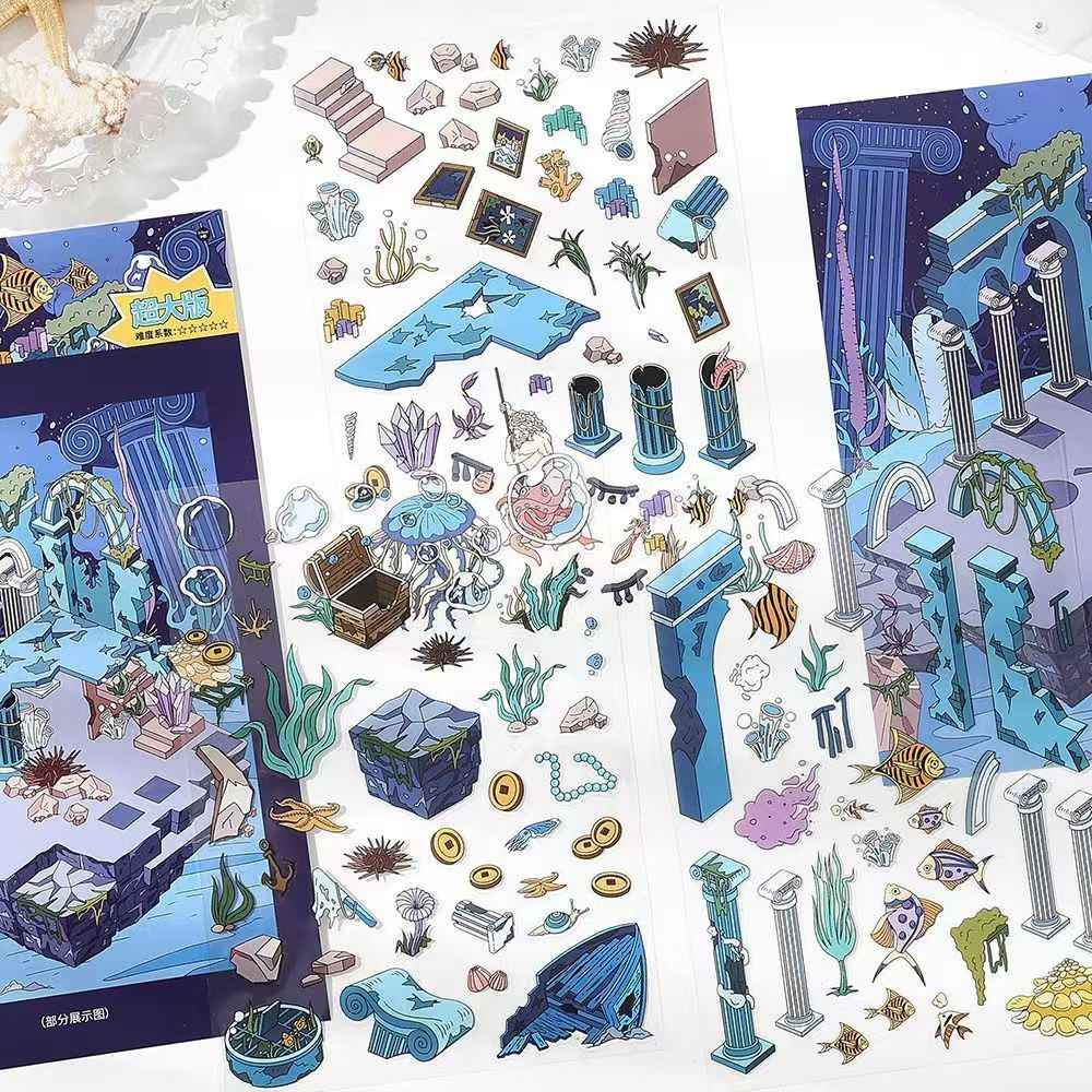 Plus Business of the Day 13.0 – 3D Miniature Sticker Scenes - 2 Theme Sets: Deep Sea Ruins | Abandoned Amusement Park