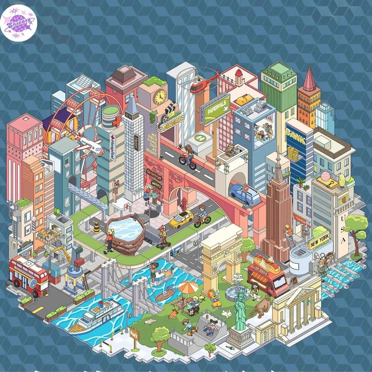 Plus Big World Series – 3D Miniature Sticker Scenes - 2 Theme Sets: New York | Beijing