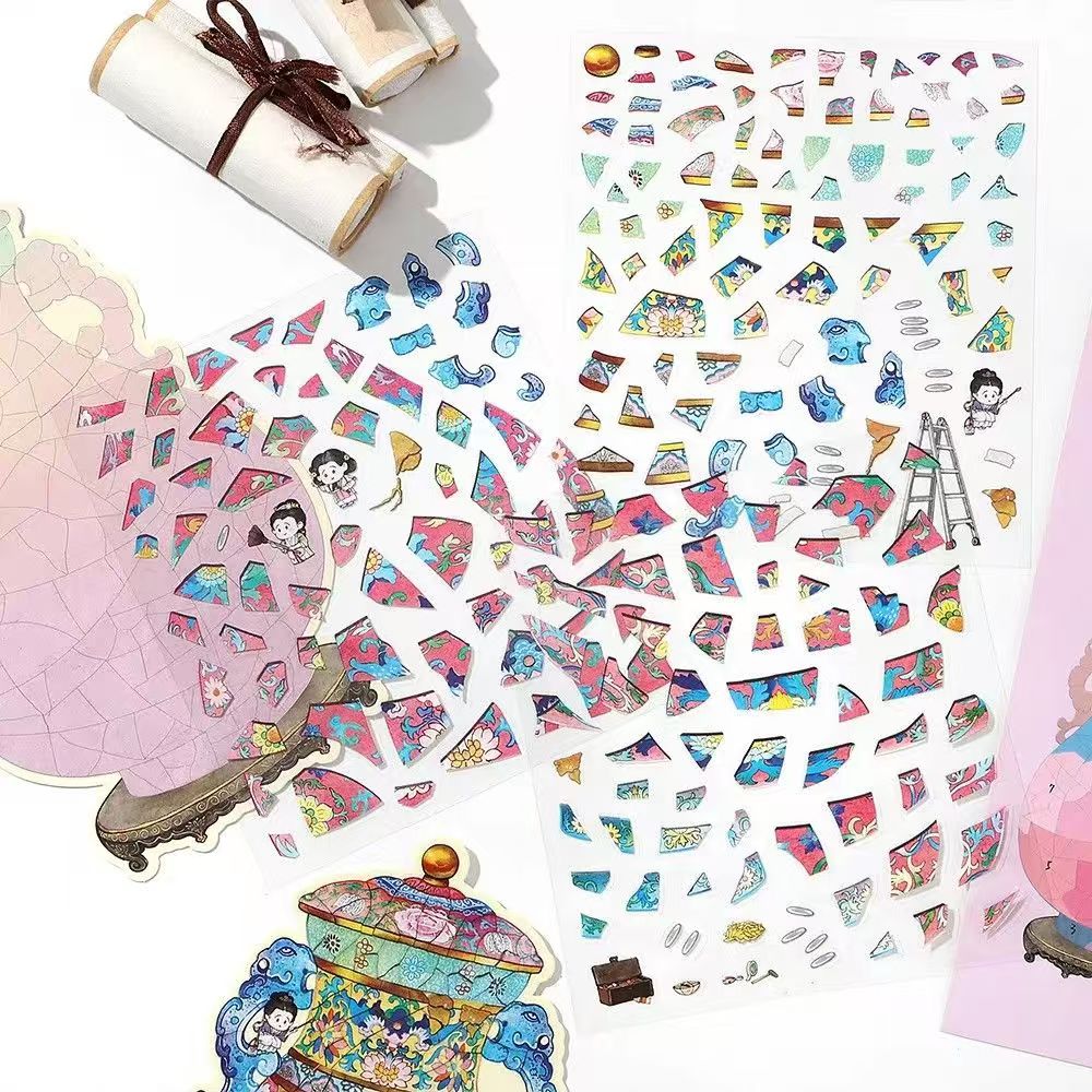 Plus Antique Restoration 3D Miniature Sticker Scenes – 2 Theme Sets Gilded Bowl Wishful Vase 6