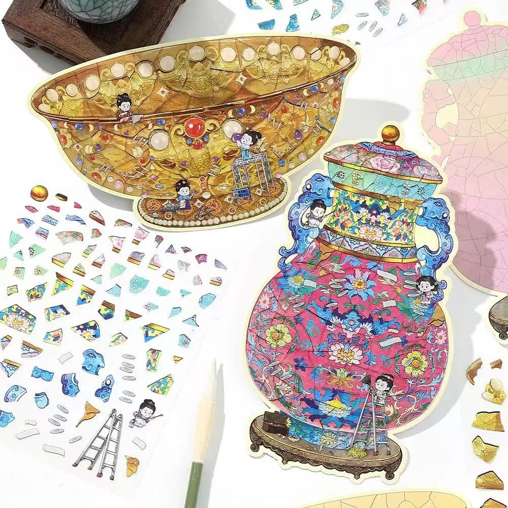 Plus Antique Restoration 3D Miniature Sticker Scenes – 2 Theme Sets Gilded Bowl Wishful Vase 2