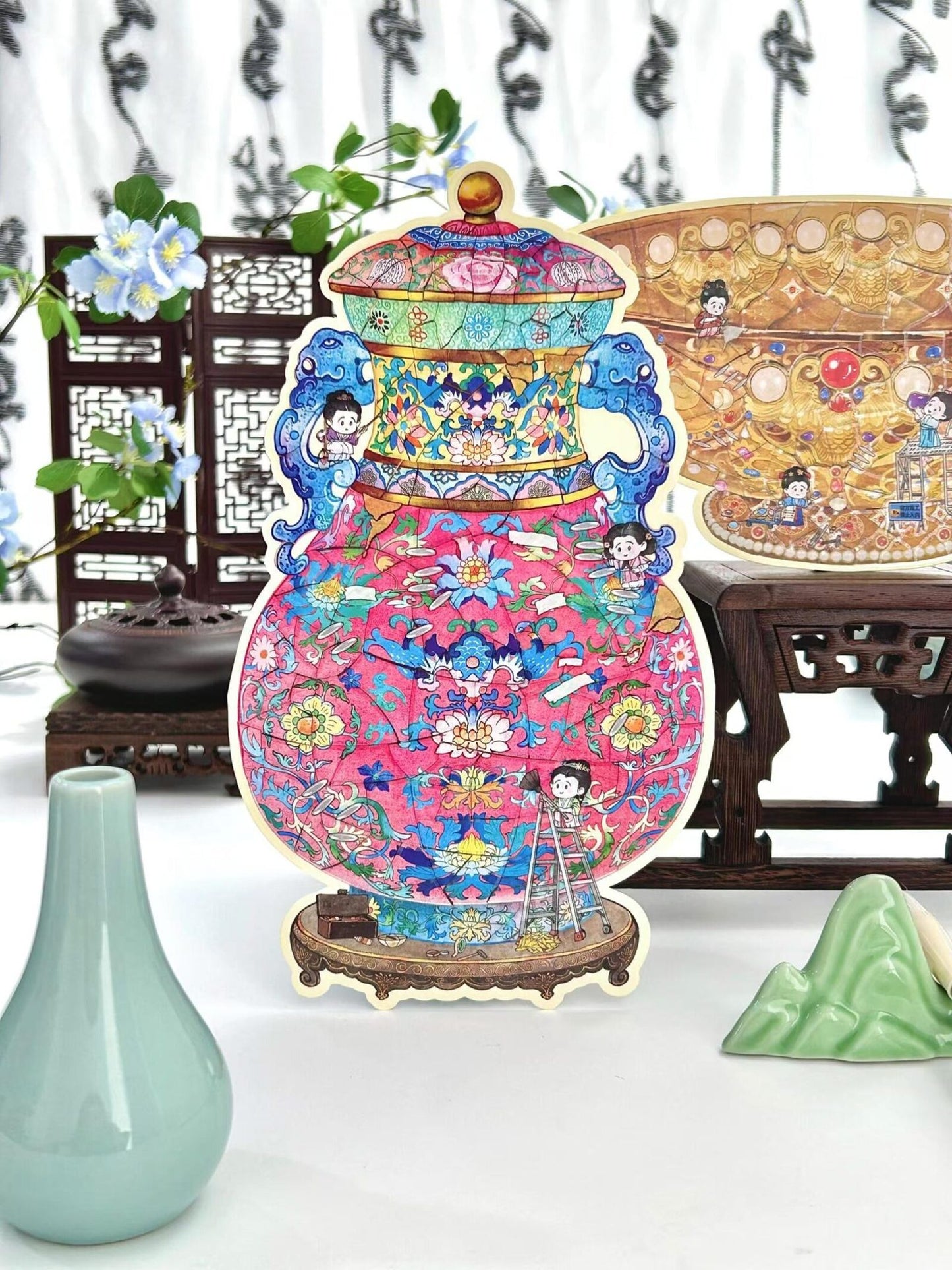 Plus Antique Restoration 3D Miniature Sticker Scenes – 2 Theme Sets Gilded Bowl Wishful Vase 4