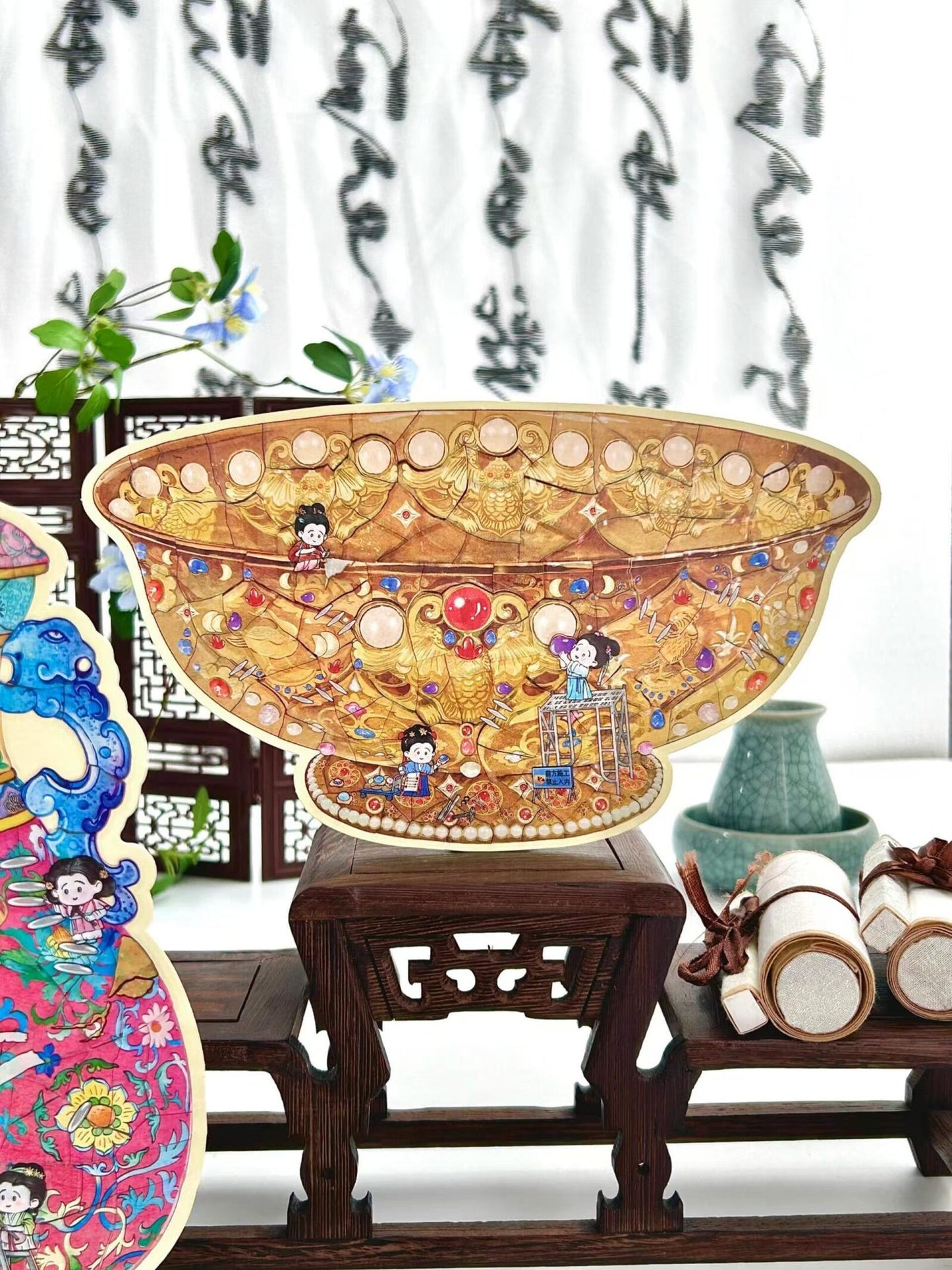 Plus Antique Restoration 3D Miniature Sticker Scenes – 2 Theme Sets Gilded Bowl Wishful Vase 5
