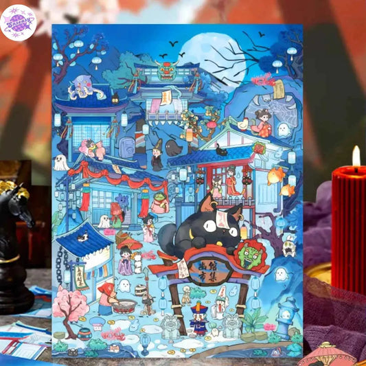 Plus Fun World – 3D Miniature Sticker Scenes - 2 Theme Sets: Peach Blossom Spring | Ghost Market