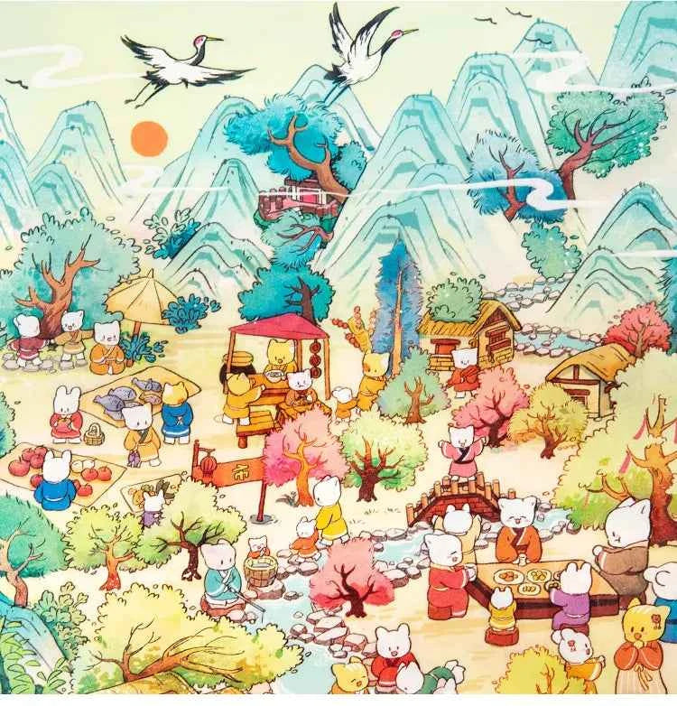Plus Fun World – 3D Miniature Sticker Scenes - 2 Theme Sets: Peach Blossom Spring | Ghost Market