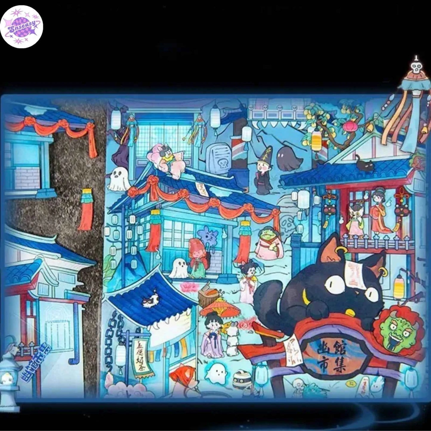 Plus Fun World – 3D Miniature Sticker Scenes - 2 Theme Sets: Peach Blossom Spring | Ghost Market