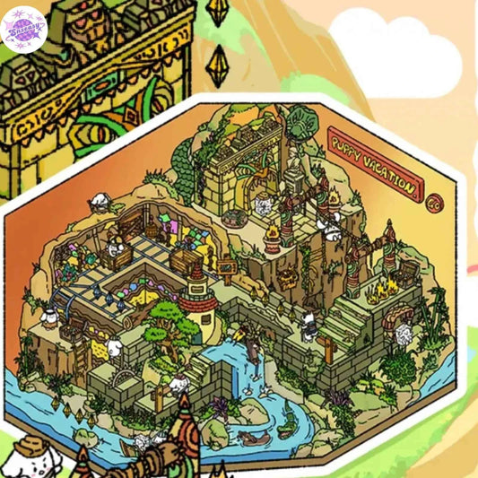 Plus Puppy Vacation 5.0 – 3D Miniature Sticker Scenes - 2 Theme Sets: Mine Adventure | Theme Park