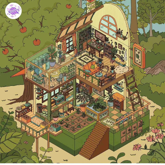 Plus Plant Research Institute 51.0 – 3D Miniature Sticker Scenes - 2 Theme Sets: Plant Research Institute | Starry Fantasy House