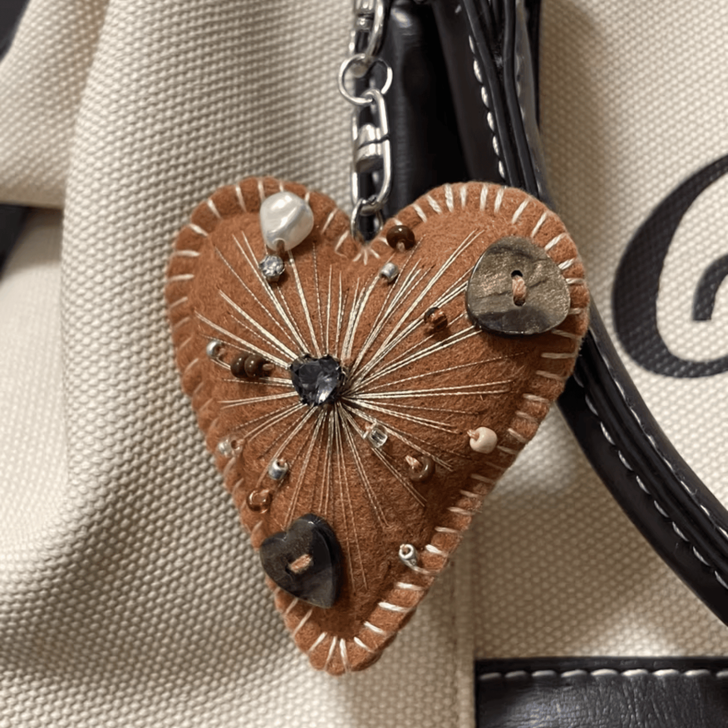 Handmade Upgraded Brown Felt Heart Charm | Refined Finish, Made to Order