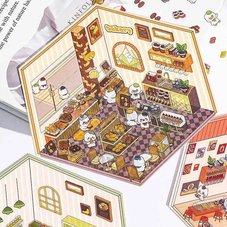 Miniature World 3D Scene Stickers - 4 Theme Sets: Izakaya | Convenience Store | Fresh Fruit | Bakery Shop - SNSEASY