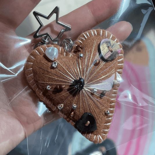 Handmade Upgraded Brown Felt Heart Charm | Refined Finish, Made to Order