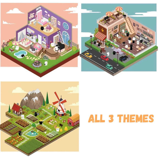 Mystery Town 3D Room Stickers - All 3 Themes: Coffee Shop | Happy Farming | Dream House - SNSEASY